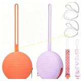 Silicone Pacifier Holder Case Set - 2 Pouches