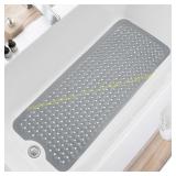 TEESHLY Bath Tub Mats, Non Slip 40x16 in, Gray