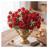 Zeyune 8 Pack Mini Red Roses, 12" Silk Flowers