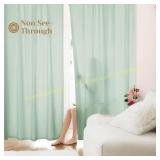HOMEIDEAS Sage Green Privacy Sheer Curtains