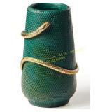 Green & Gold Snake Flower Vase, 8in decor