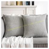 MIULEE 2-Pack Light Grey Pillow Covers 18x18