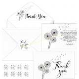 Fumete 50 Funeral Thank You Cards, Dandelion