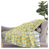 Printed 60" x 70" cotton/plush throw