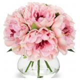 Hollyone Light Pink Peonies in Vase
