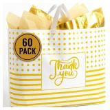 Thank You Bags with Handles 19x15, White 60ct