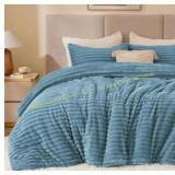 BEDELITE Fleece King Comforter Set, Blue Fog