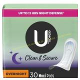 U by Kotex Overnight Maxi Pads, 30 Ct