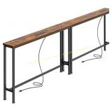 SUPERJARE Behind-Couch Table with 2 Chargers