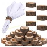 Set of 24 Wooden Bark Napkin Rings