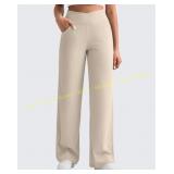 Ribbed Cross High-Waist Wide Leg Pants, Large