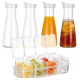 4Pcs 54 oz Plastic Carafe w/ Lids & Box Set