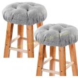 Bar Stool Covers Set of 2, Elastic Band, Grey