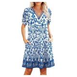 Rumia V-Neck Summer Sundress with Pockets size med