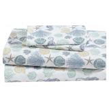 Beatrice Coastal Print Microfiber Sheet Set, Full