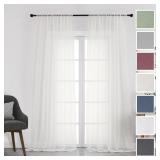 Chyhomenyc Ivory Sheer Curtains 108" 2 Panels