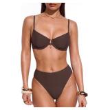 SUUKSESS Women High Waisted Bikini Set, Large