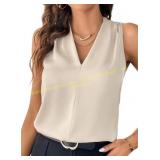 EVALESS Pleated V-Neck Tops, Medium Women