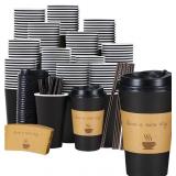 Lamosi 16oz 60 Pack Coffee Cups with Lids