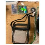 Clear stadium purse, braided bracelets & ink