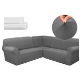 Breling 3 Pcs L Shaped Couch Cover (Dark Gray)