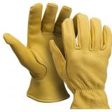 USED MENS American Fur TAN DEERSKIN GLOVES, LINED