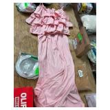 Unknown 2XL pink dress with ruffles, left leg slit