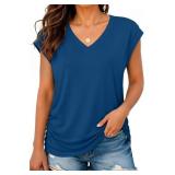 Large Womens Cap Sleeve V-Neck Tee