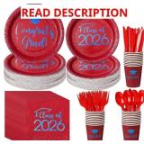 Red/white Plates & Napkins Set, 25 cake boxes