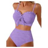 Herseas Seashell Textured Bikini Set with Knot XL
