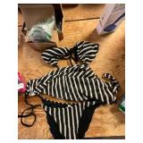 Black White Stripes Bikini with Waist Wrap, Large