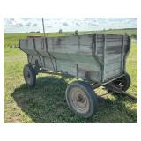 Wood box wagon with end gate seeder