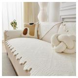 Deep Dream Quilted Couch Cover, White 28"x59"