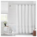 72 in. White Ruffled Shower Curtain