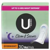 U by Kotex Overnight Maxi Pads, 30 Ct