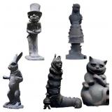 5 Pack Resin Whimsical Fairy Garden Statue Set