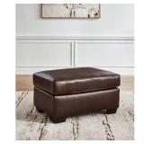 Santorine Brown Leather Rectangle Ottoman