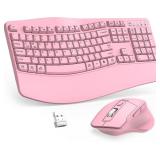 Wireless Keyboard and Mouse Combo   2.4G, Pink