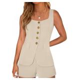 Sz XXL PRETTYGARDEN 2pc Button Down Vest Set