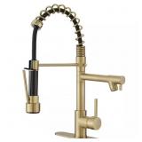 Brushed Gold Spring Pull-Down Kitchen Faucet