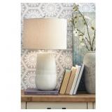 Ashley Shavon Ceramic Table Lamp, Beige/White