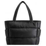 HOTOR Puffer Tote Bag for Women, Black