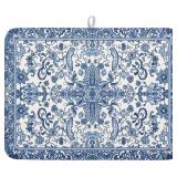 Chinoiserie Floral Dish Drying Mat 18x24"
