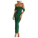 PRETTYGARDEN Summer Off-Shoulder Ruched Dress smal