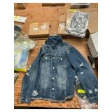 Large unbranded torn denim jacket,