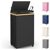 29Gal Pink hamper W/ Wheels, Lid, bamboo frame