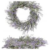 3pc fake flower lot, 20"Lavender Wreath, medium pi