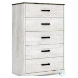 Shawburn Whitewash & Charcoal 5-Drawer Chest