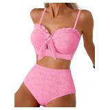 Herseas M Seashell Textured Bikini Set with Knot