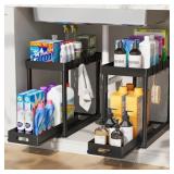 2 Pack Pull-Out Organizers Under Sink Black